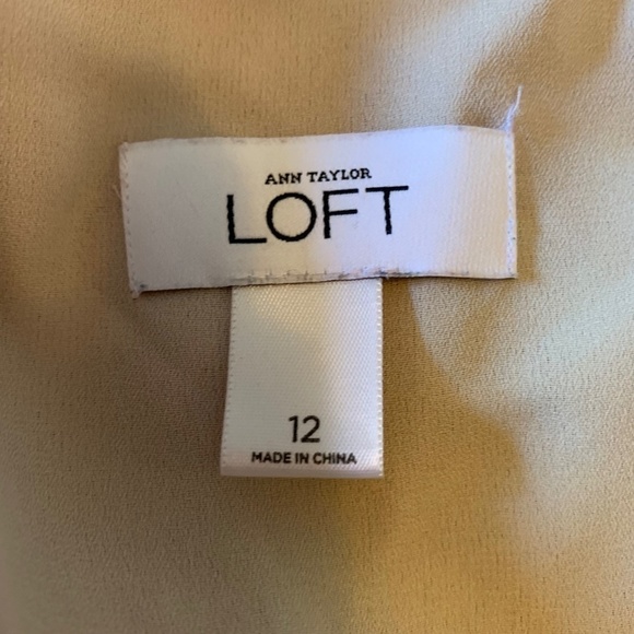 LOFT Ann Taylor Shiny Light Gold Ruffle Fit And Flare Pretty Dress Size 12(1067) - Picture 9 of 16